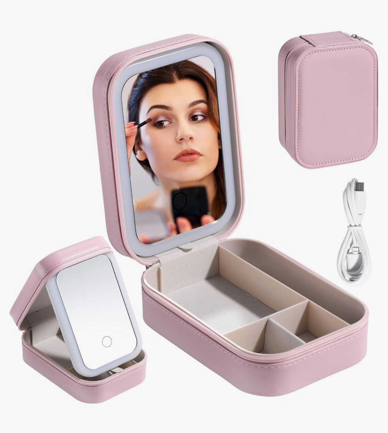Makeup Organizer + Led Light Mirror